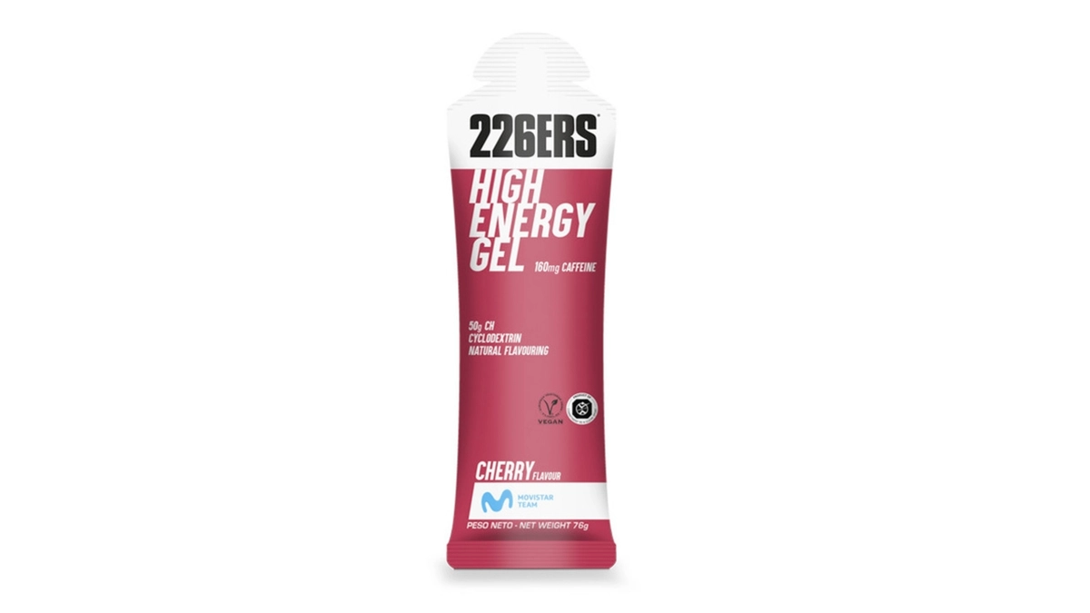 �🍫 Impulsa tu Rendimiento con el Gel Energético High Energy de 226ERS: Nutrición Deportiva Vegana, Sin Gluten y 160 mg de cafeína en el Sabor Cereza