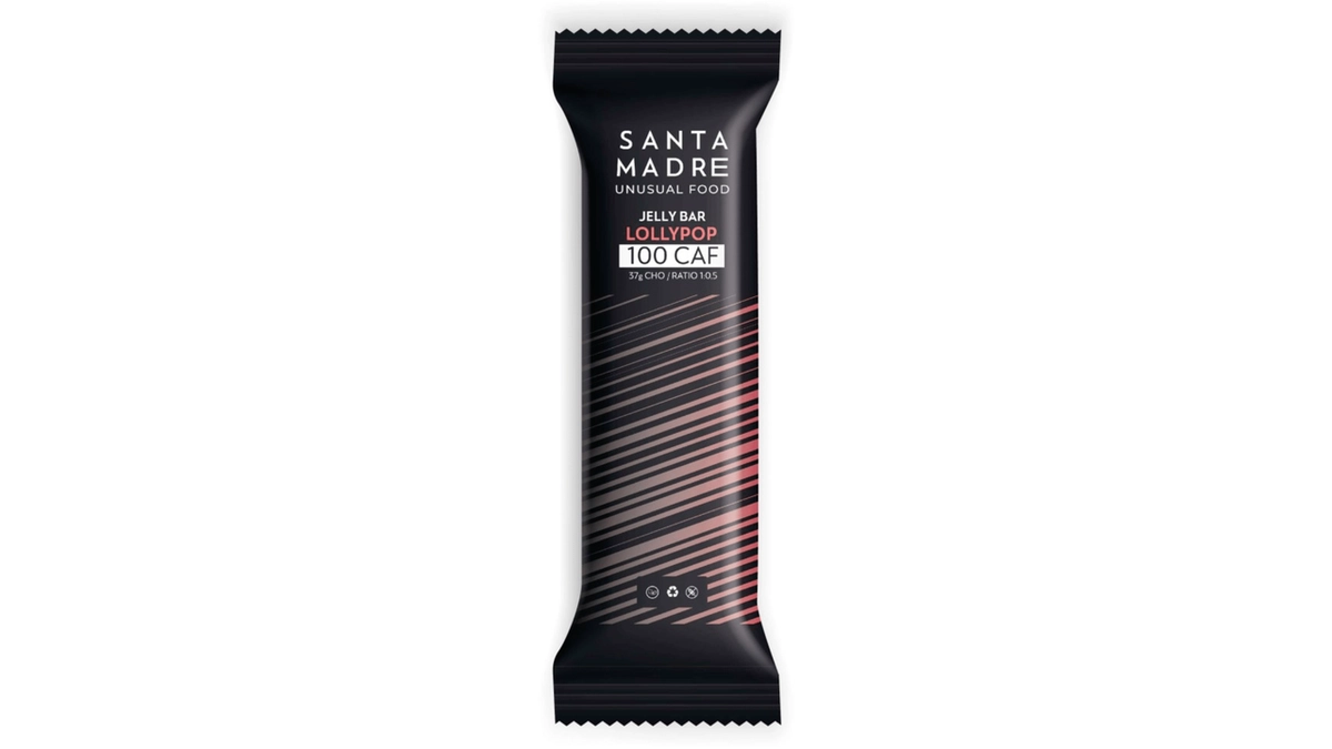 🍫 Maximiza tu rendimiento con la barrita de gominola con cafeína ENERGY JELLY Lollipop de Santa Madre Unusual Food: El snack vegano, sin lactosa y sin gluten con 37g de hidratos de carbono